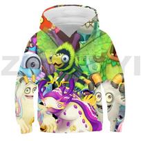 Kawaii Mano Dainuojančių Monstrų Žaidimas 3D Gobtuvėlis Vaikams Anime Drabužiai Paaugliams Mergaitėms Animacinis Laisvas Megztinis Berniukams Laisvas Džemperis Su Gobtuvu 110 black