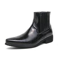 2025 Vakarų kaubojiški batai vyrams Smailus priekis Odiniai batai Siuvinėjimo raštas Vyriški ankle boots Aukšti oficialūs odiniai batai 43 juoda