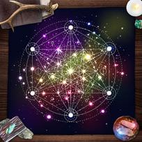 Geometric Altar Cloth Tarot Card Tablecloth With Flower Of Life Design Tarot Card Reading Mat For Metatron Cube Witchy Gift 100X150CM brown