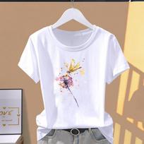 Asian Size- Clothing Dragonfly Sweet 90s Style Casual Print Ladies Female T Women's Summer Top Fashion Graphic Tee Short Sleeve T-shirt S white
