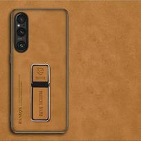 Avikailio odos dėklas Sony Xperia 1 VII V Ii, matinis silikoninis buferis, atlenkiamas stovas, laikiklio dangtelis Xperia 10 V VI 1 V II 5 IV Sony Xperia 1 VI brown