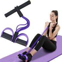 Resistance Bands with Handles, 6-Tubes Elastic Foot Pedal Resistance Band, Multifunction Exercise Bands for Abdomen, Waist, Arm, Leg Stretching violetinė
