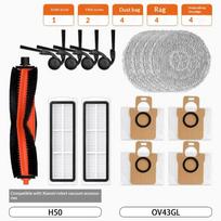 Skirta Xiaomi robotui siurbliui H50 OV43GL Valymo priedai Ritininis pagrindinis šoninio šepetėlio dangtelis Mop laikiklio plokštelė Filtro dulkių maišelio atsarginės dalys Set C gray