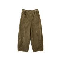 2024 m. rudens/žiemos retro žemės spalvų velvetinės morkų formos kelnės su kailio apdaila ir elastiniu juosmeniu M brown
