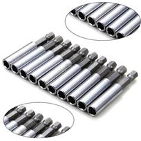 10 vnt. 60 mm magnetinis atsuktuvo prailginimo antgalių laikiklis 1/4 colio šešiakampis kotas Rinkinys(Sidabro spalva)
