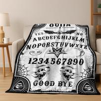 Ouija Tarot Gothic Witchcraft Board Flannel Blanket Soft Warm Blanket for Bedroom Living Room Bed Travel Camping Picnic Gift Size: 75*100cm, Weight: 230 GSM