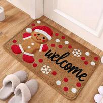 VIKAMA Gingerbread for Man Welcome Doormat Festive Long Mat Rug For Bedroom Carpet For Living Room Bathroom Mat Kitchen Rug Home 43X75CM