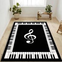 Juoda Balta Fortepijono Klavišų Kraštinė G-raktas Neslystantis Grindų Kilimas Muzikos Studija Mokytojas Plaunamas Vidaus Svetainė Miegamojo Plotas Kilimas 120x160cm( 47x62in )
