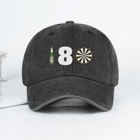 Darts Target Print Washed Baseball Cap Soft Darts Club Gatherings, Daily Commute Darts Enthusiasts Holiday Gift Beer Number 8 Minimalist gray
