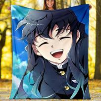 Nezuko Demon Slayer Muichiro Tokito printed throw blanket—soft,warm;versatile blanket for all seasons—perfect as &air-conditioning throw,nap blanket 130cmx150cm