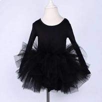 Girl Ballet Tutu Dress Fashion Kids Dancing Party Long Sleeve Vest Dress Performance Costume Princess Wedding Girl Dress 90cm gray