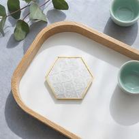 Creative Embossed Glass Coaster – Heat Insulation Pad for Wine Glasses Silver Gray Square Side 10cm white