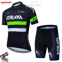 Strava Mens Cycling Jersey Bib Shorts Set Breathable Mesh Riding Kit Road Mountain Bike XXXL black