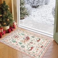 VIKAMA Vintage Interior Christmas Carpet Kitchen Bathroom Carpet Entrance Non-Slip Mat Winter Living Room Bedroom Holiday Decor 43X120CM