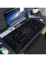 Black Flowers Mouse Pad Large Computer Office Game Table Mats Rubber AntiSlip Stitched Edge Keyboard Mats 90x40 Xl Desk Pads 800x300x2mm gray