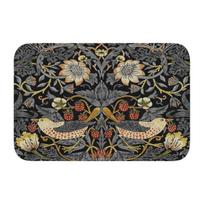 William Morris Strawberry Thief Doormat Antiwear Carpet Rug Kitchen Entrance Home Floor Mat for Bedroom Footpad Mats 40x60 cm black