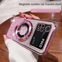 For Xiaomi POCO X5 X4 X3 Pro Case Soft Bling Glitter Ring Magnetic Slim Protective Back Cover Case For Xiaomi POCO M4 Pro X4 GT For POCO M4 Pro 5G rožinė