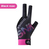 1PC Professional Three-Finger Printed Billiard Gloves With Non-Slip Mat Self-Adhesive Cloth Fixed Breathable Snooker Match Training Gloves ryškiai rožinė/juoda