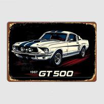 1967 Mustang Shelby GT500 Fastback Klasikinis automobilis Metalo ženklas Plakatas Garažo dekoracija Kambario dekoras Automobilių klubo Skardinis Namų dekoras 30x40cm(11.8x15.7inch) white