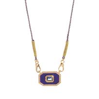 Color Tarot Square Pink Oil Drip Diamond Fashion Niche Design Necklace Female mėlyna
