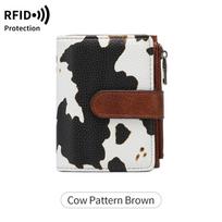 Ladies 3 Fold Pu Wallet With Rfid Blocking And Slim Design For Casual Wear Cow Brown white
