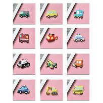 5 vnt. Kūrybingi animaciniai automobiliai Šaldytuvo magnetai vaikams Mažo dydžio magnetinis šaldytuvo magnetas Transporto magnetai Random 5 pcs
