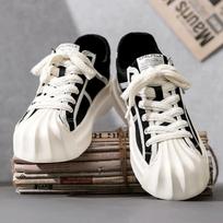 Shell head autumn niche design casual canvas board shoes student sports thick sole height increase 44 standard sports code