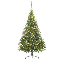 vidaXL Dirbtinis prieššventinis eglutė su šviesomis Žalia 210 cm PVC