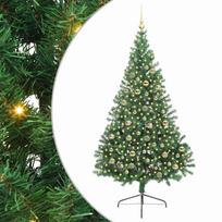 vidaXL Dirbtinis prieššventinis eglutė su šviesomis Žalia 210 cm PVC