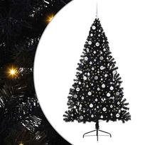 vidaXL Dirbtinis prieššventinis eglutė su šviesomis Juoda 210 cm PVC