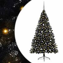vidaXL Dirbtinis prieššventinis eglutė su šviesomis Juoda 210 cm PVC