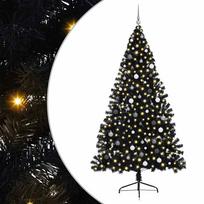 vidaXL Dirbtinis prieššventinis eglutė su šviesomis Juoda 240 cm PVC