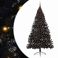 vidaXL Dirbtinis prieššventinis eglutė su šviesomis Juoda 240 cm PVC