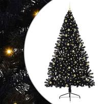 vidaXL Dirbtinis prieššventinis eglutė su šviesomis Juoda 240 cm PVC