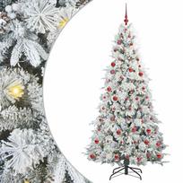 vidaXL Dirbtinė Sulankstoma Kalėdų Eglutė Balta 210 cm PE ir PVC