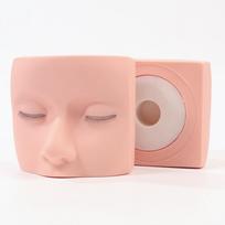 Eyelash Extension Practice Head with False Eyelashes beige