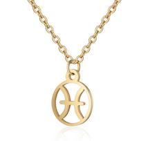 Simple Round 12 Zodiac Sign Necklaces for Men Women Classic Virgo Leo Libra Scorpio Sagittarius Pendant Necklace Birthday Gift silver color&45cm beige