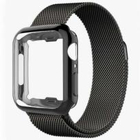 Milanese Loop+ Case for Apple Watch Series 9 8 7 SE 6 5 4 3 2 1 TPU Cover+ Metal Band for iWatch 38mm 40 41 42 44 45mm Strap 45mm black