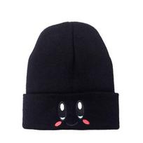 Animacinis filmas Mielas veidas Akys Kawaii Kirby Hat Cosplay Šilta megzta kepurė Unisex suaugusiems Vaikų kepurė Hip Hop rudens žiemos dovana YSL black