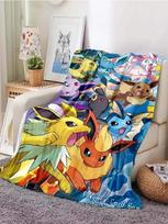 Animacinis Šiltas Minkštas Eevee Antklodė Pūkuotas Sofos Langeliu Pliašinis Pledas Žiemos Keturių Sezonų Mesti Antklodė Sofai Lovai#Spalva_Stilius E,Dydis_150X220CM 75X95CM pilka spalva