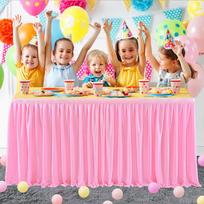 Gimtadienio Stalo Sijono Dekoracija Ženklas Ant Desertų Stalo Stalo Apimtis Vestuvių Konferencijos Stalo Sijonas Party Dekoracija 4FT 78X122cm rožinė