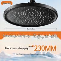 High-Pressure Large Flower Rain Shower Head with Single Large Panel and Extra-Large Water Output black