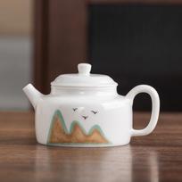 Suet jade porcelain landscape teapot single pot Xishi pot high-end gift box business gifts for teachers, leaders and fathers white