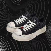 [Mao is not easy to be reborn No. 1, milk tea white canvas shoes, low-top thick-soled dirty shoes, thick-soled heightening shoes. 40