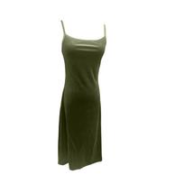 Waist Suspender Dress For Women Retro Mid-length Skirt Velvet Versatile Bottoming Skirt M gray