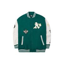New Era SS24 MLB Oakland Athletics Letter Pattern Hand-Painted Embroidered Thick Long Sleeve College Style Baseball Jacket Unisex jackets 14187471 L white