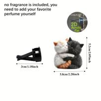 2D flat kitten car vent clip decorative diffuser (fragrance not included), car interior decoration, aromatherapy clip, ideal for holiday gifts 6cm gray