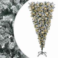 vidaXL Apverstas dirbtinis Kalėdų eglutė su šakomis 210 cm 300 LED