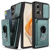 Šarvuotas dėklas Motorola Moto Edge 50 Pro Fusion 40 Neo G84 G54 4G Pro 4G 5G su kortelių laikikliu, slankiojančiu kameros dangteliu, žiedu-stovu, šarvuotu atlenkiamu stovu Moto Edge 40 Neo