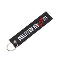 Motorcycle Keychain Car Embroidery Key Chain Gifts Tag Key Fobs Holder Loud Noise Loud Pipes Team Bride Organ Save Lives Keychain RIDE IT LIKE white